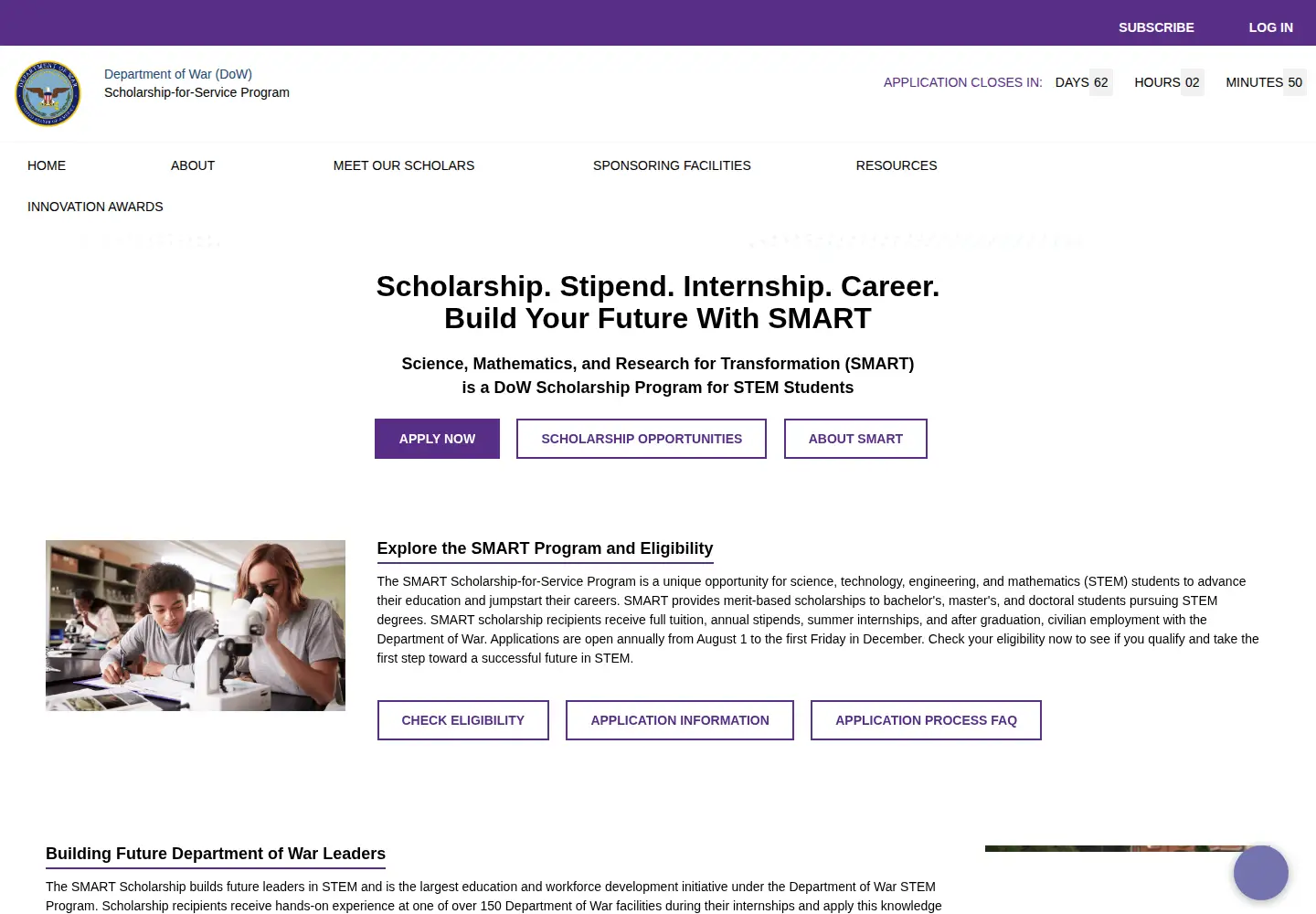 Screenshot of smartscholarship.org