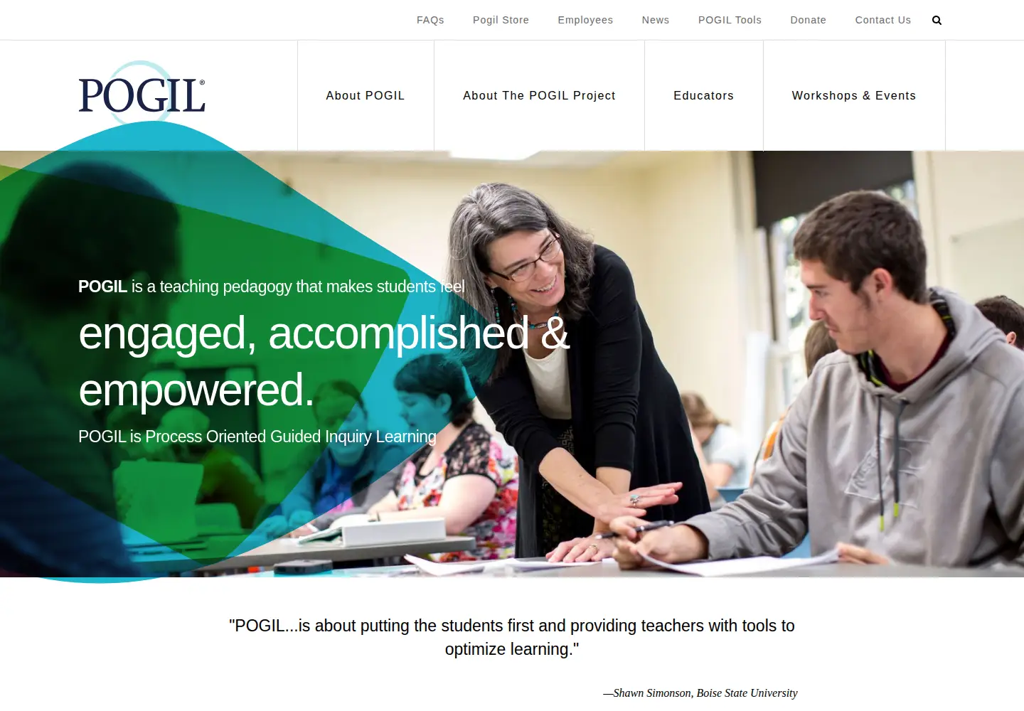 Captured homepage of pogil.org in the current scan