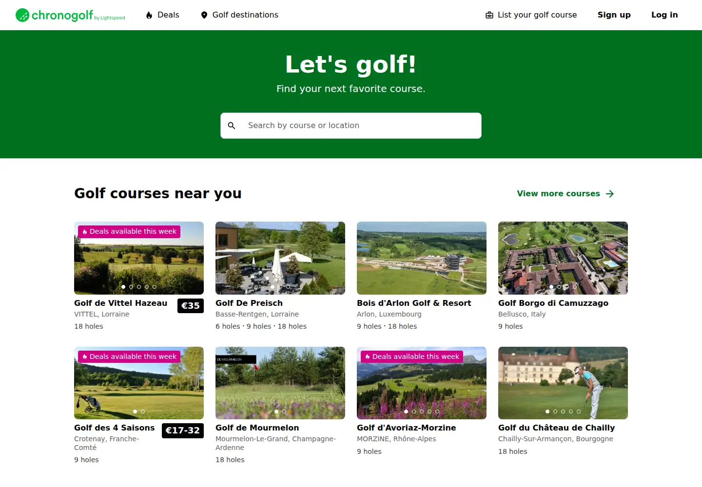 Captured homepage of chronogolf.com in the current scan