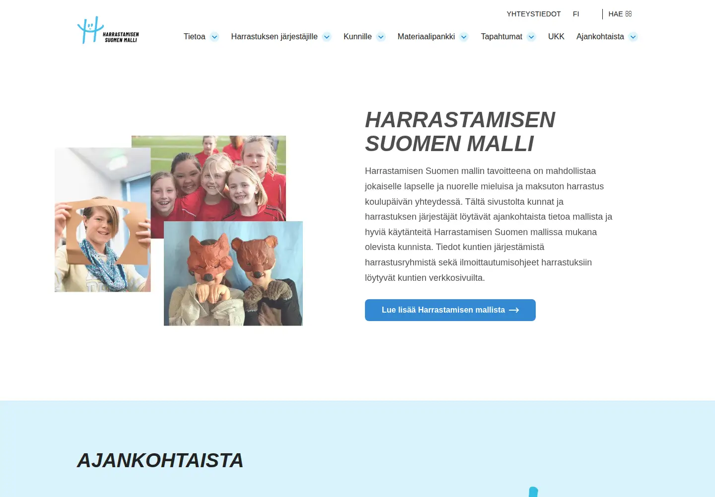 Captured homepage of harrastamisensuomenmalli.fi in the current scan