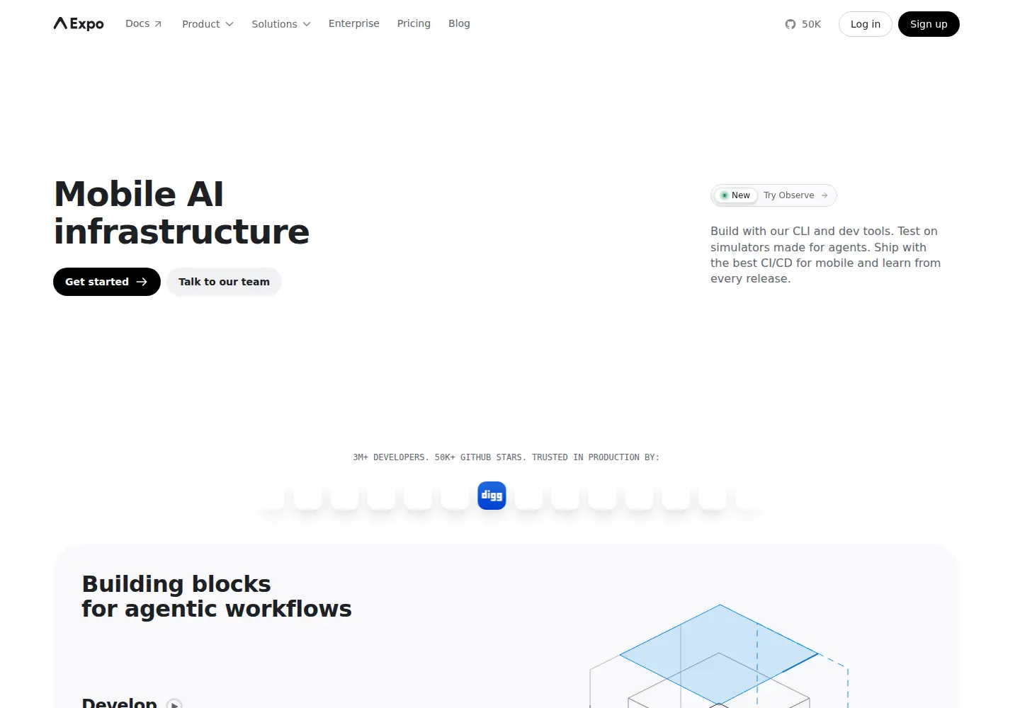 Screenshot of expo.io