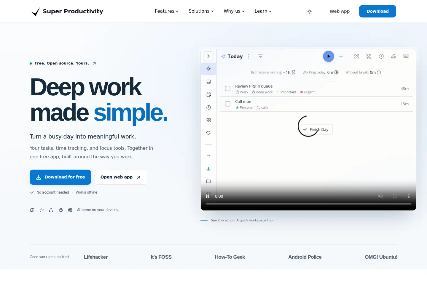 Screenshot of super-productivity.com