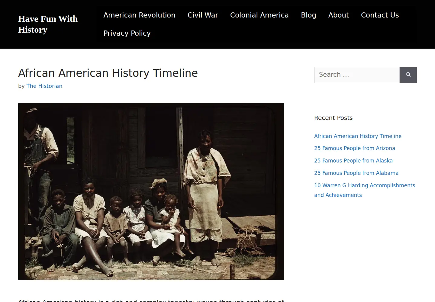Screenshot of havefunwithhistory.com