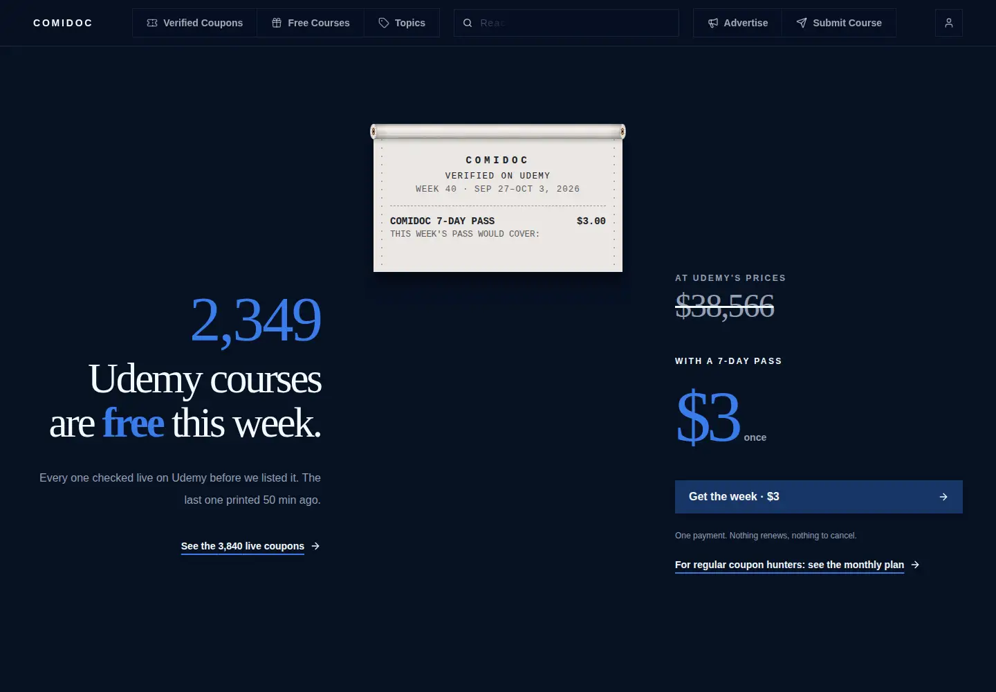 Screenshot of comidoc.com