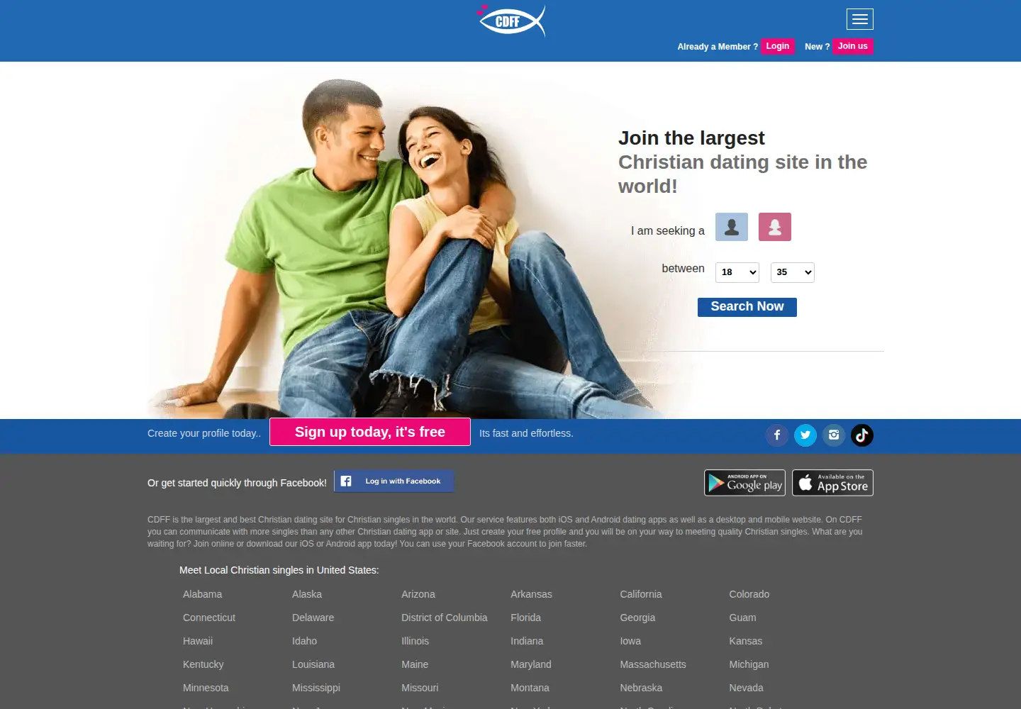 Screenshot of christiandatingforfree.com