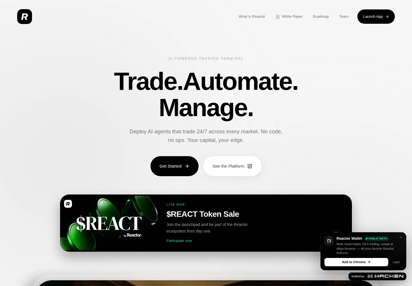 Screenshot of reactor.trade