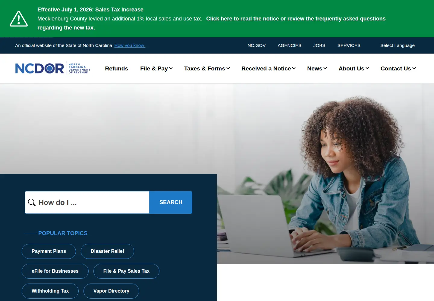Screenshot of ncdor.gov