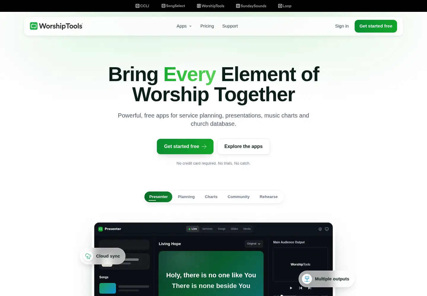 Screenshot of worshiptools.com