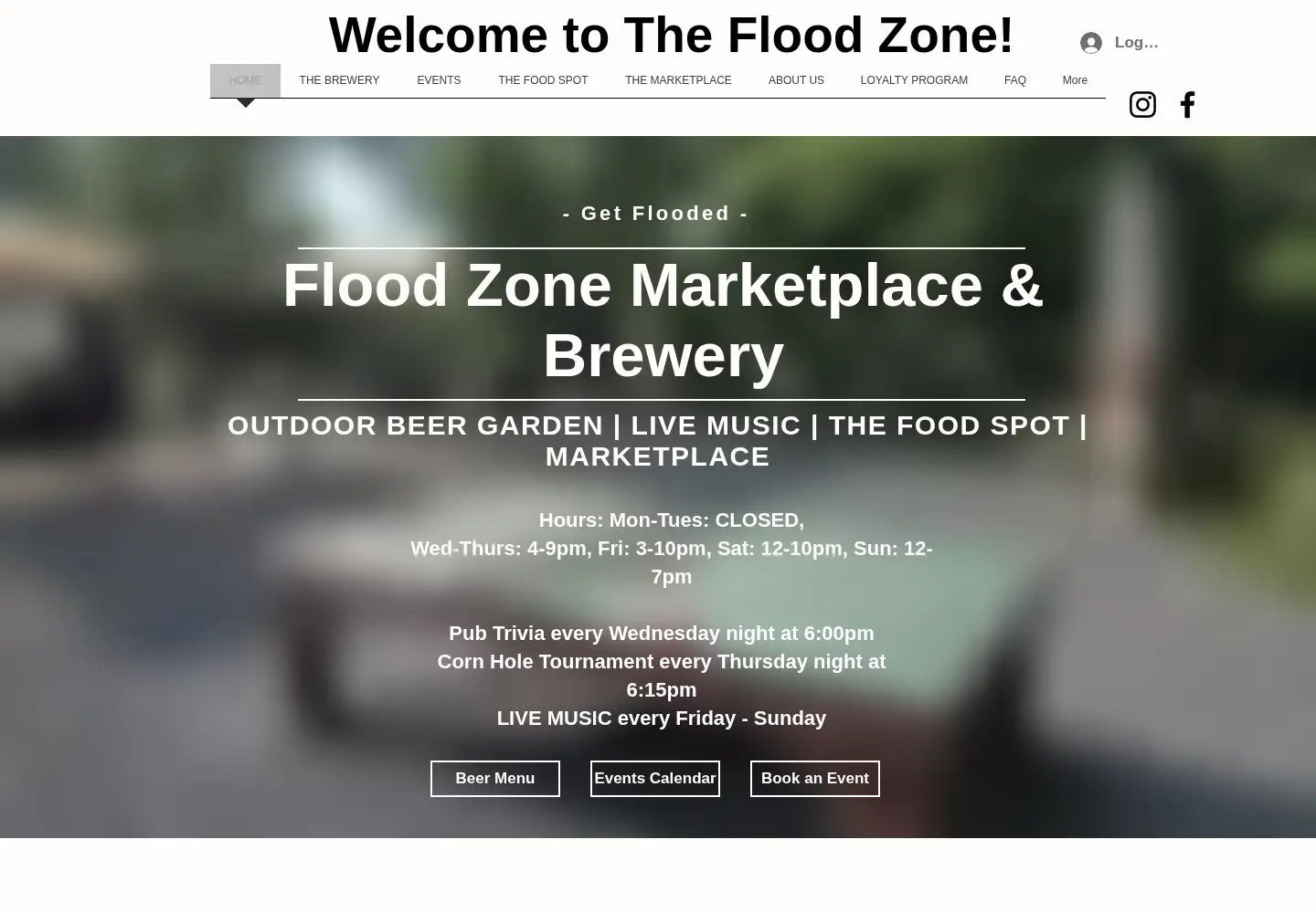 Captured homepage of floodzonebrewery.com in the current scan