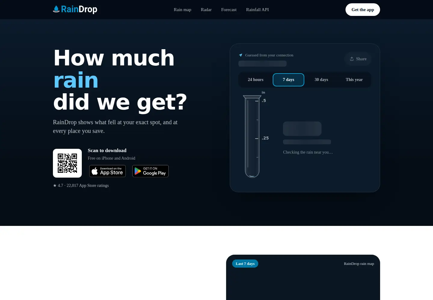 Captured homepage of raindrop.farm in the current scan