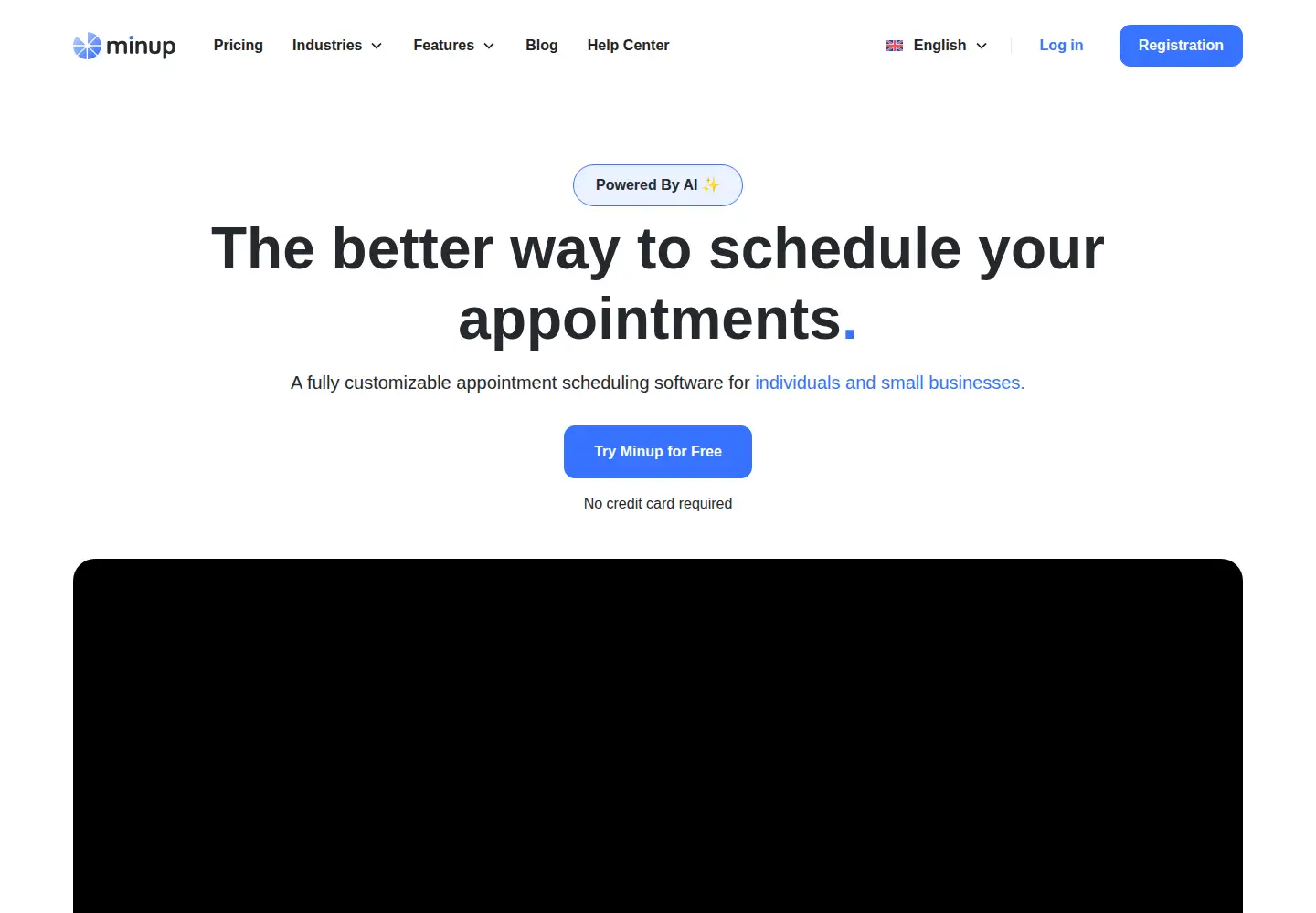 Captured homepage of minup.io in the current scan