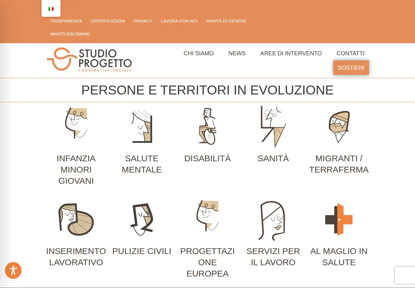 Captured homepage of studioprogetto.org in the current scan