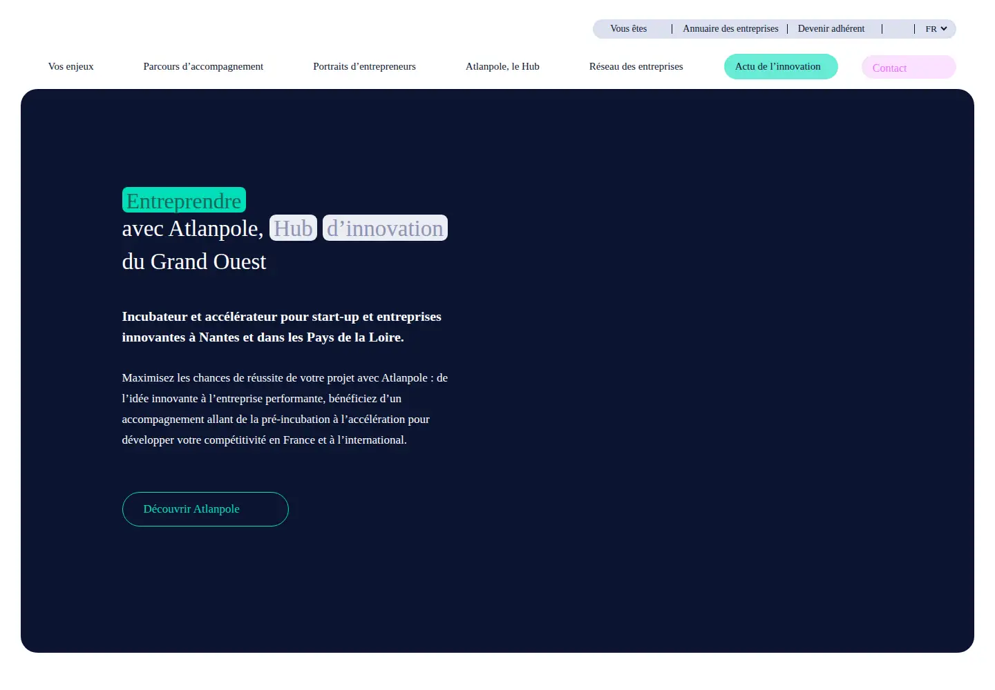 Captured homepage of atlanpole.fr in the current scan