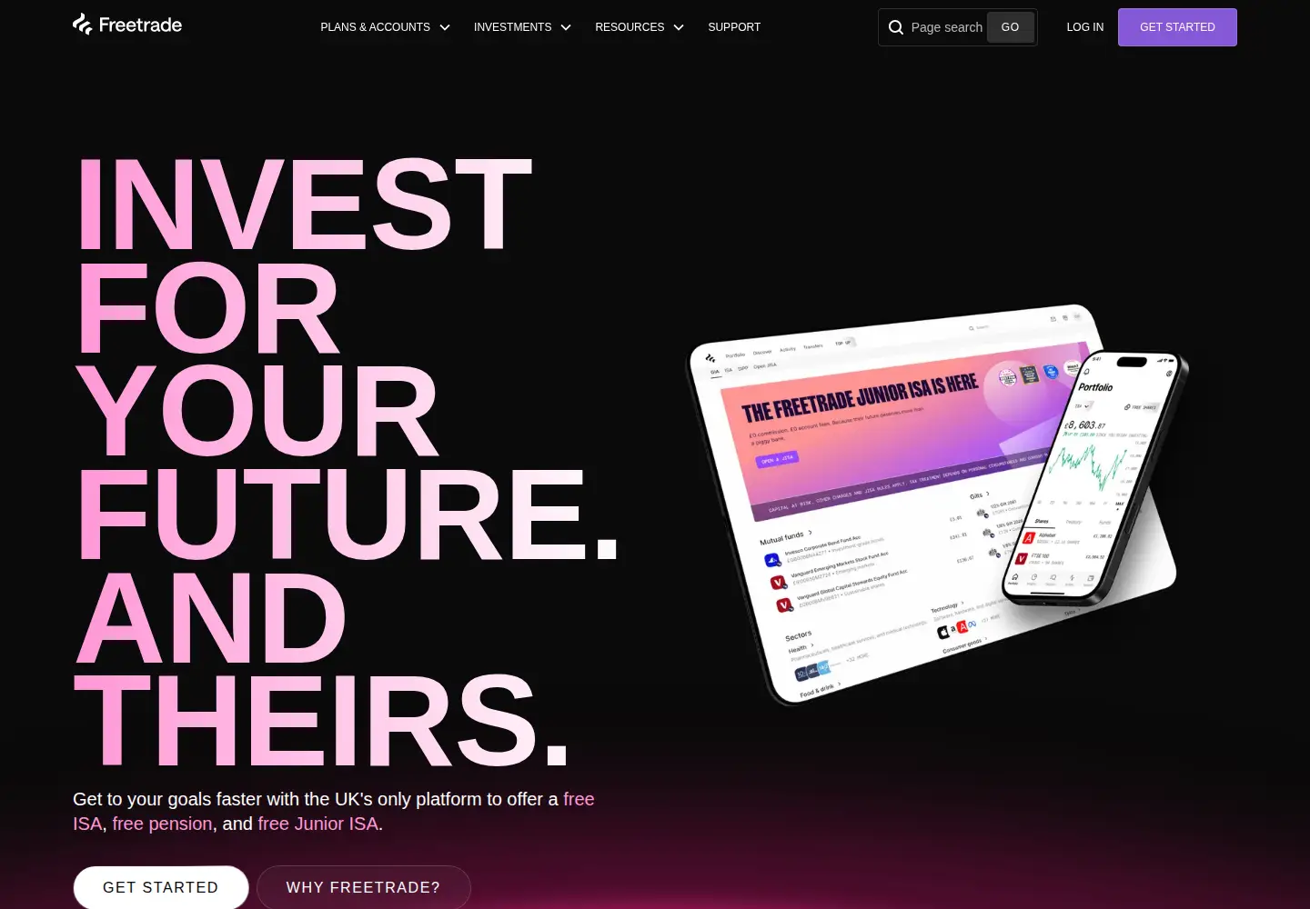 Captured homepage of freetrade.io in the current scan