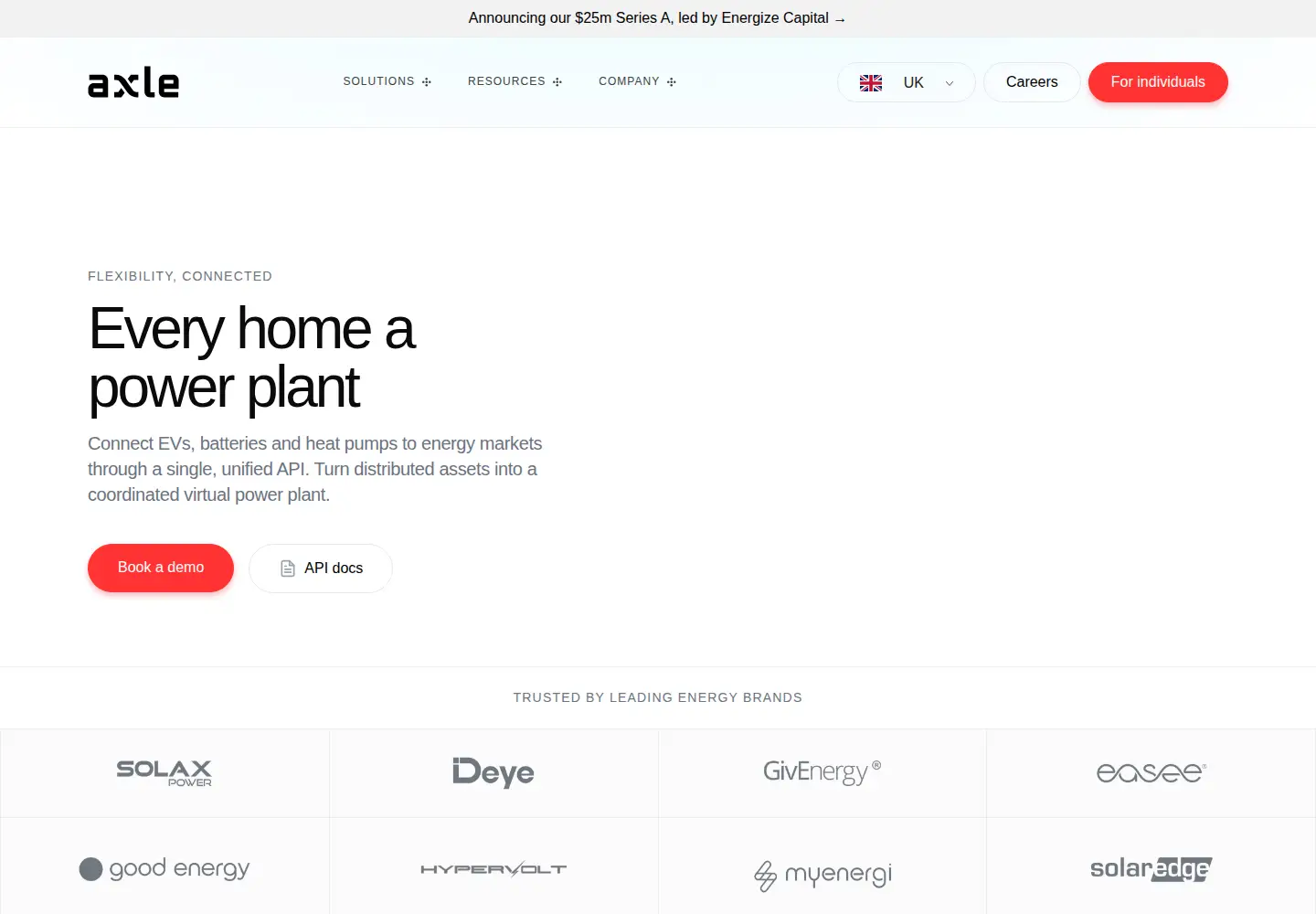 Captured homepage of axle.energy in the current scan