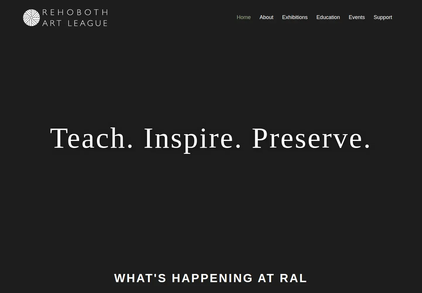 Captured homepage of rehobothartleague.org in the current scan