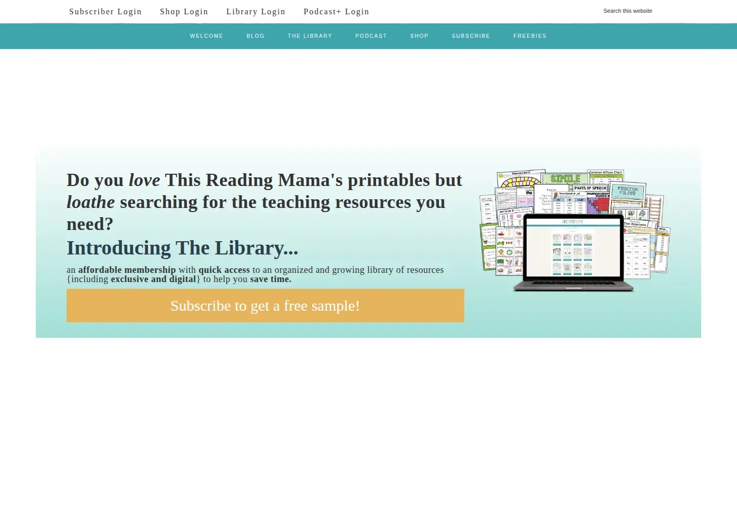 Captured homepage of thisreadingmama.com in the current scan