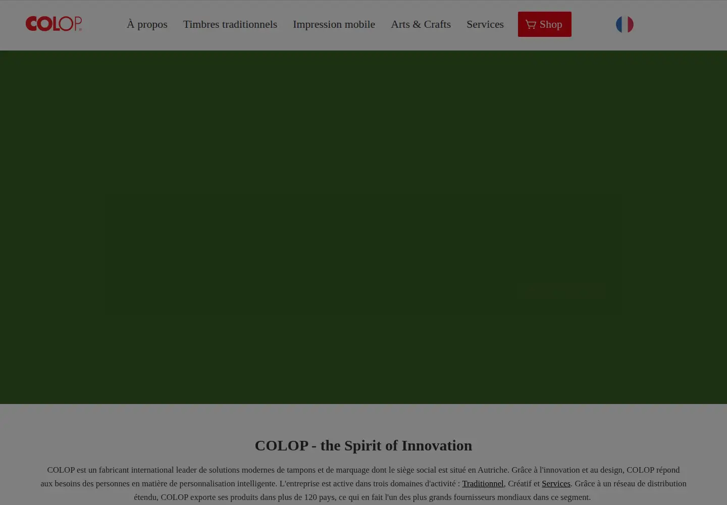 Captured homepage of colop.com in the current scan