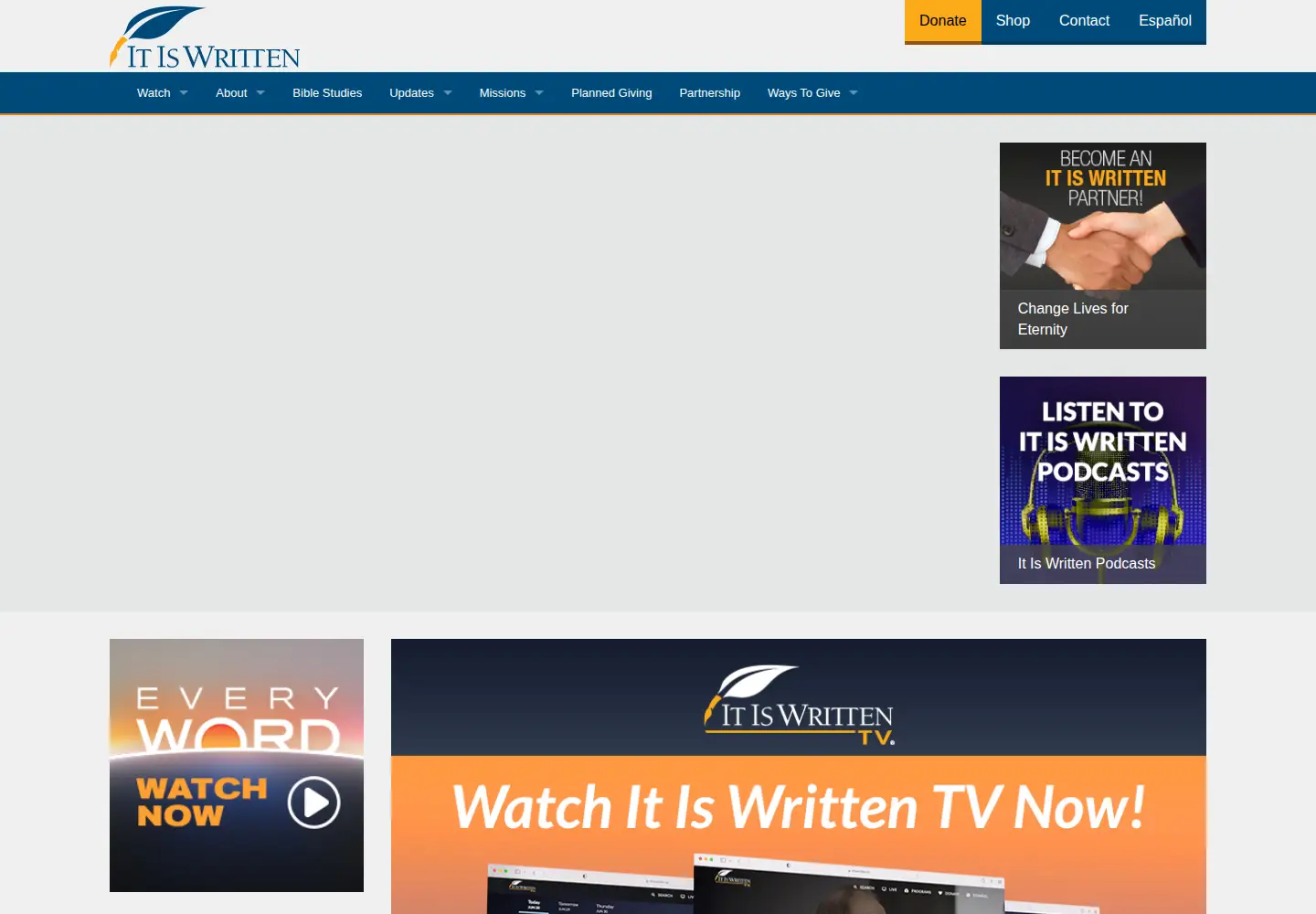Captured homepage of itiswritten.com in the current scan