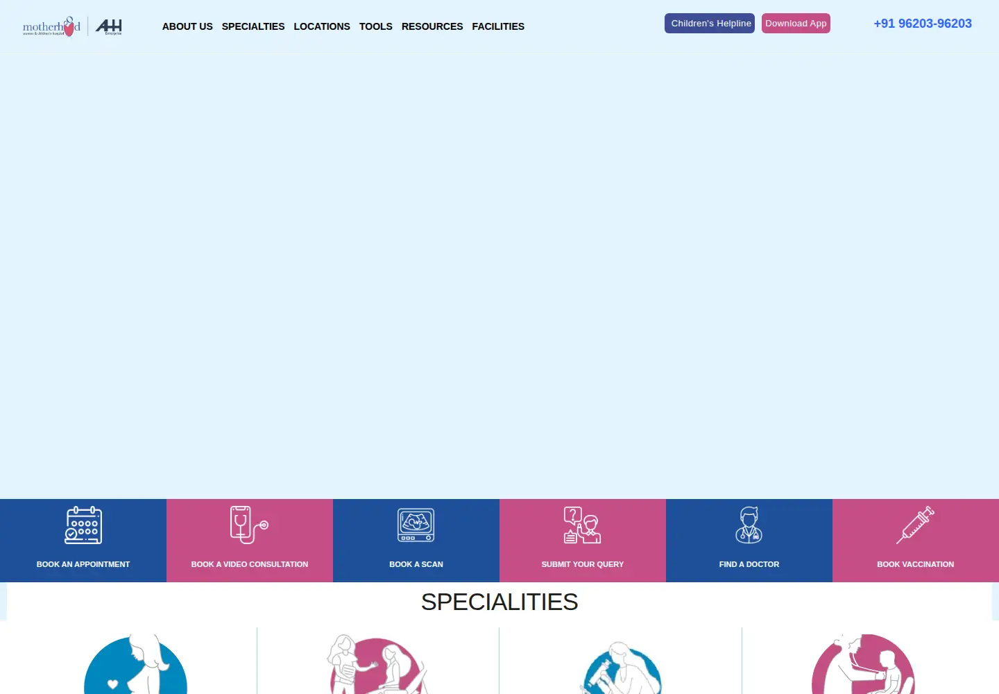 Screenshot of motherhoodindia.com