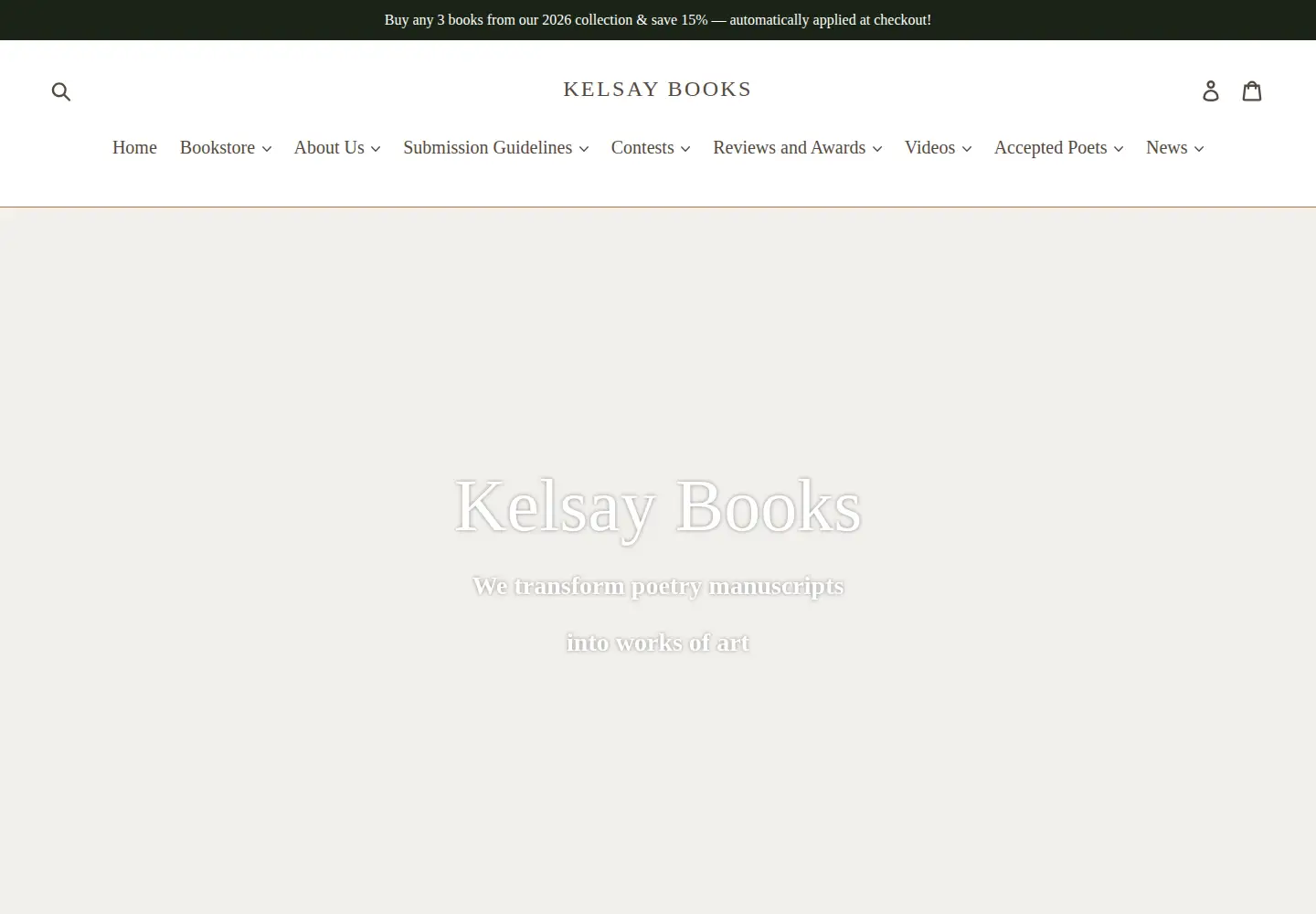 Captured homepage of kelsaybooks.com in the current scan