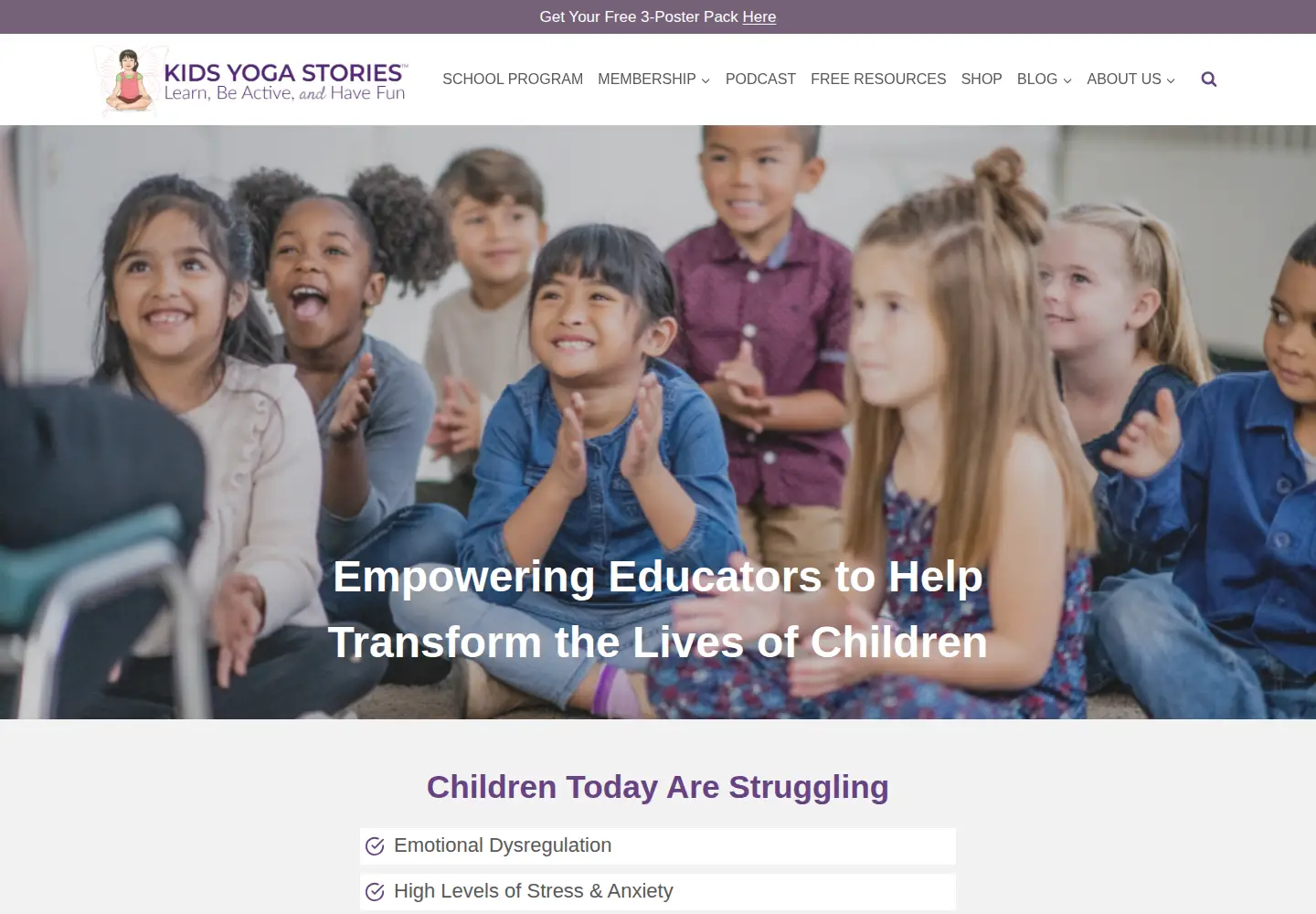 Captured homepage of kidsyogastories.com in the current scan