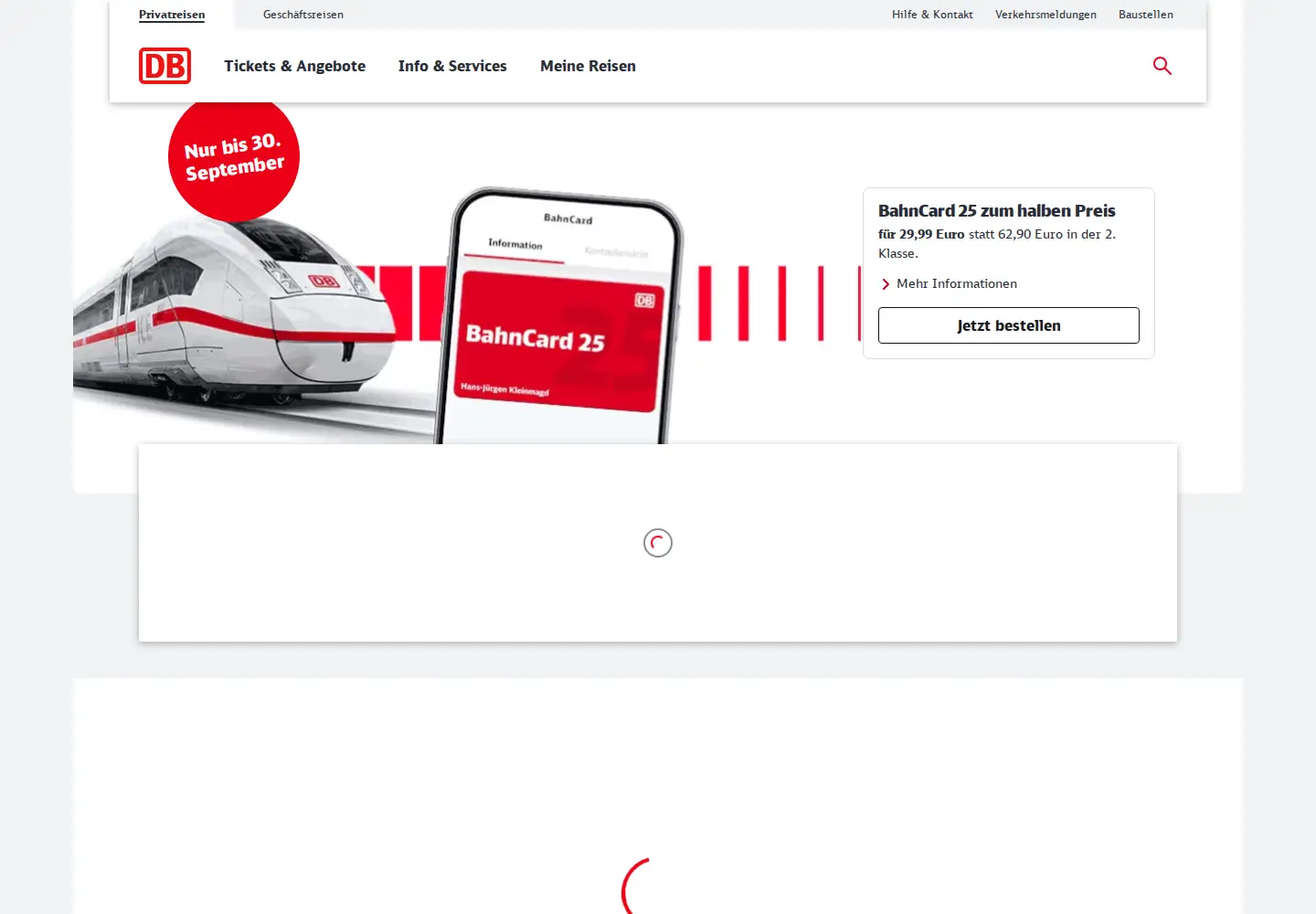 Screenshot of bahn.de