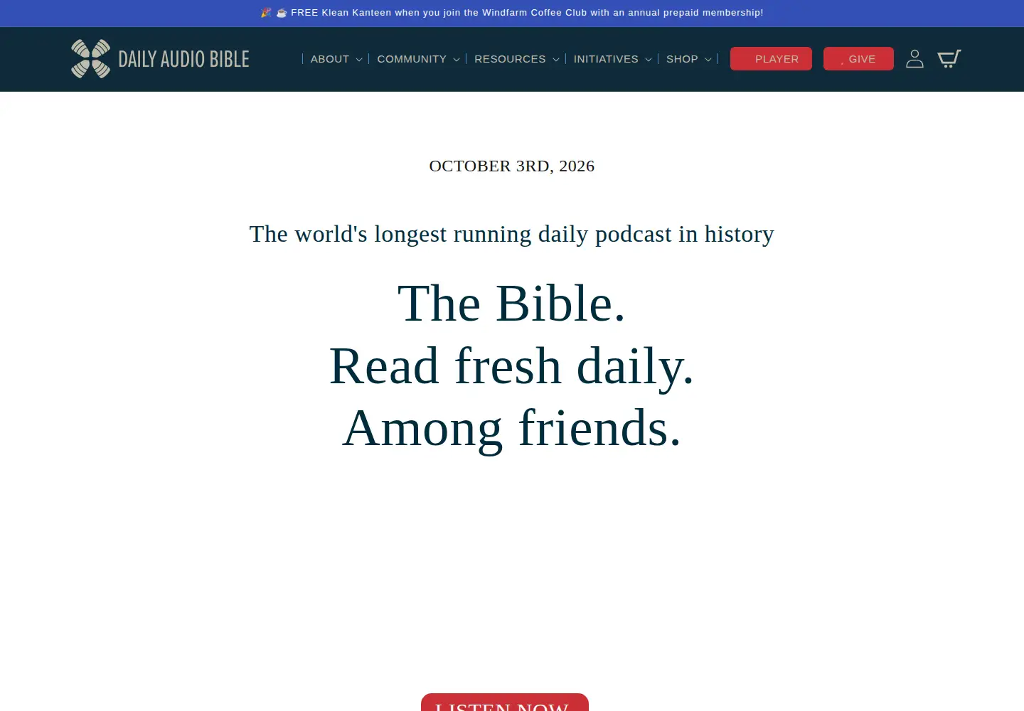 Screenshot of dailyaudiobible.com