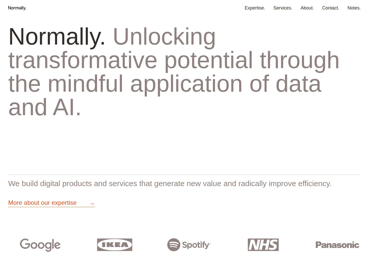 Captured homepage of normally.com in the current scan