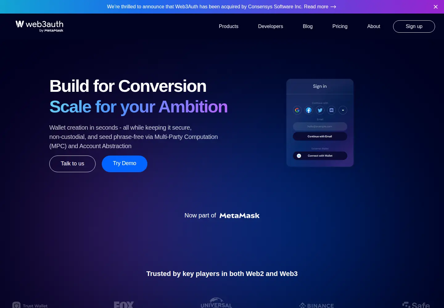 Screenshot of web3auth.io