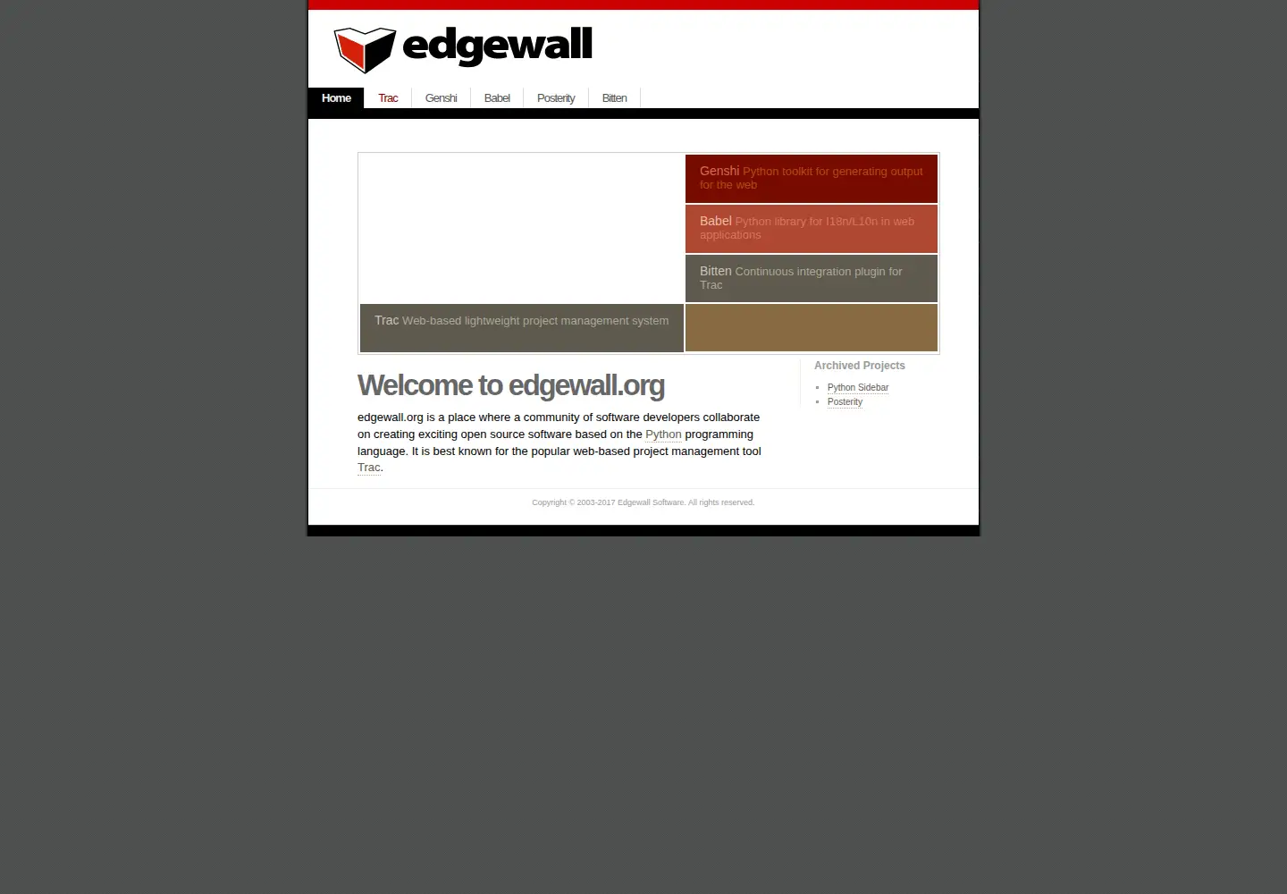 Screenshot of edgewall.org