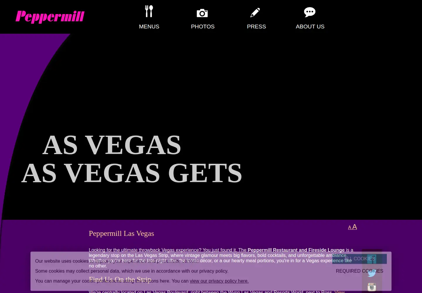 Screenshot of peppermilllasvegas.com