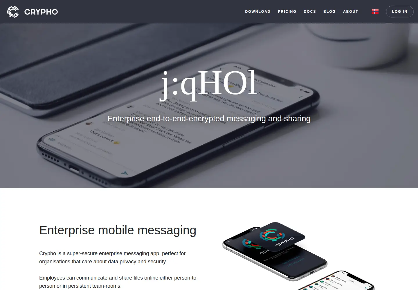 Screenshot of crypho.com