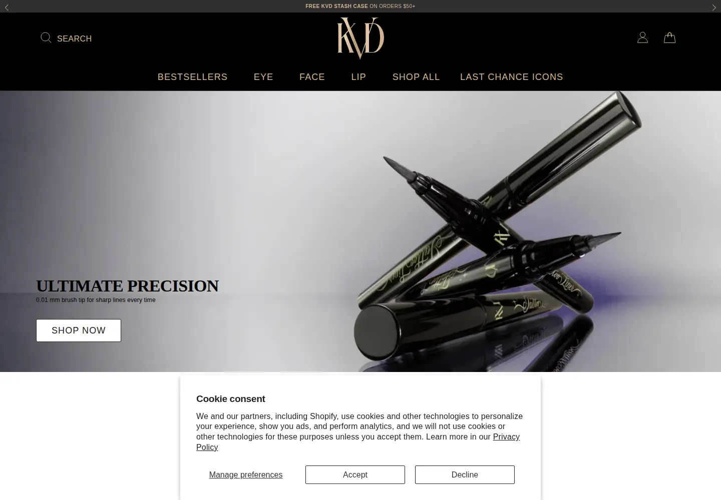 Captured homepage of kvdveganbeauty.com in the current scan