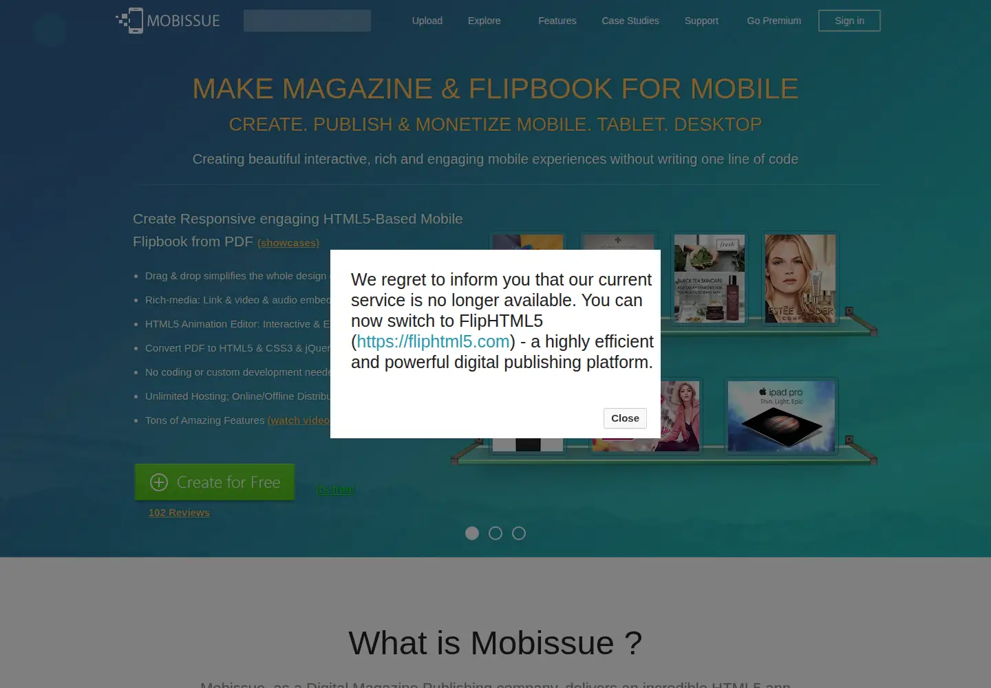 Captured homepage of mobissue.com in the current scan
