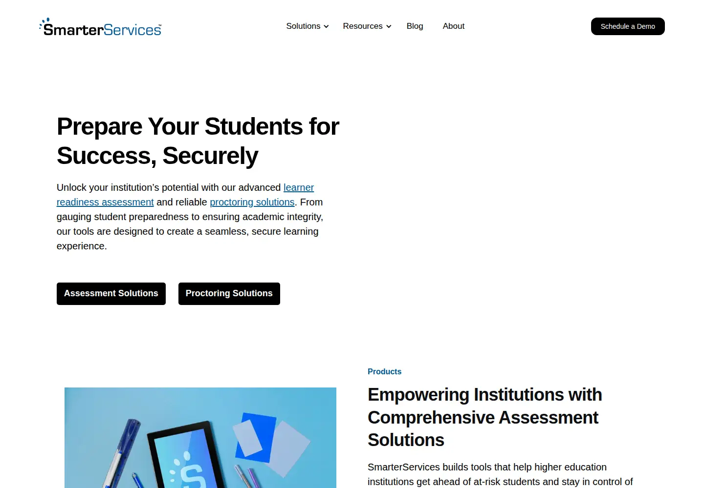 Captured homepage of smarterservices.com in the current scan
