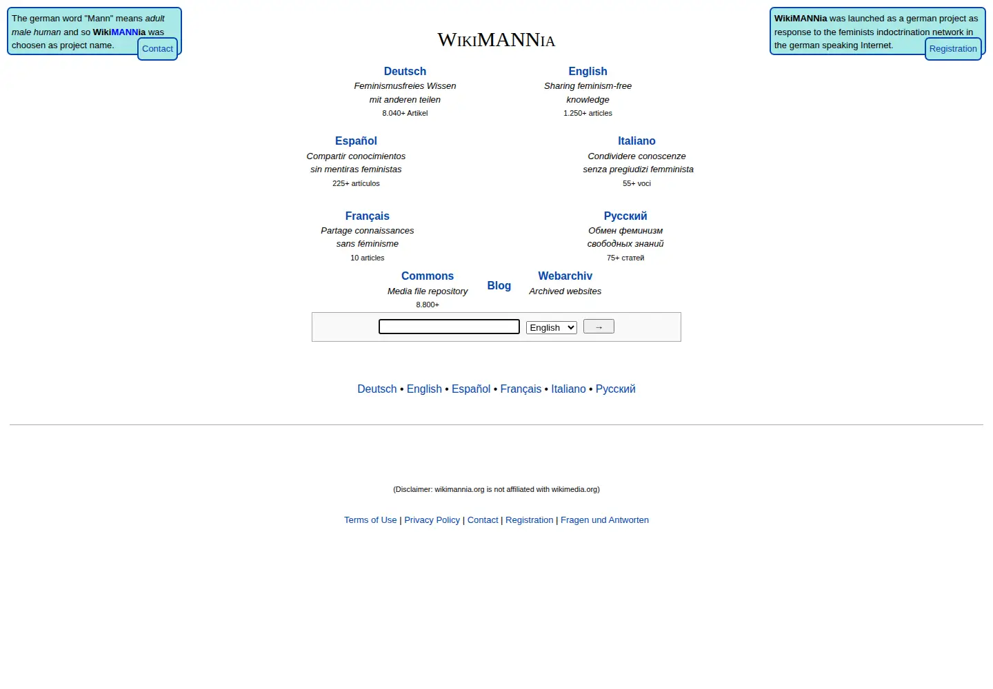 Screenshot of wikimannia.org