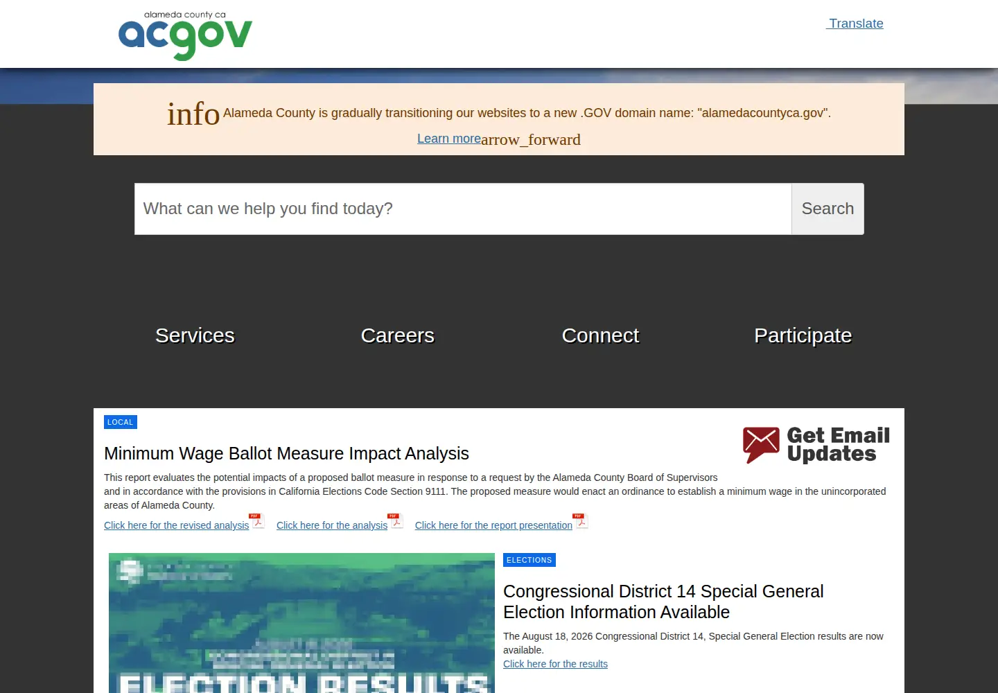 Screenshot of acgov.org