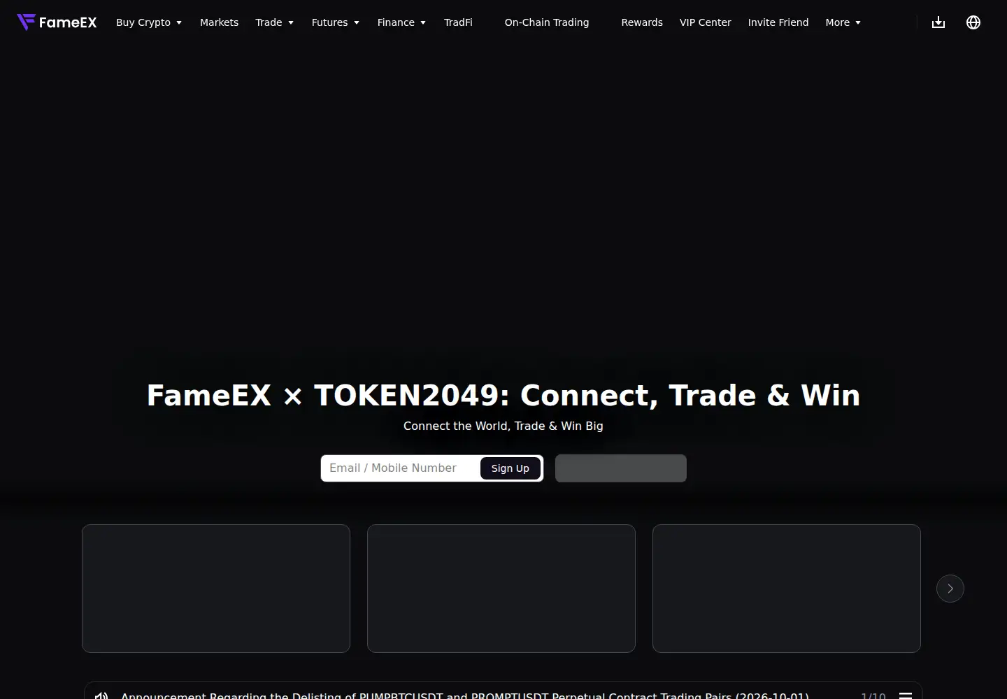 Screenshot of fameex.com