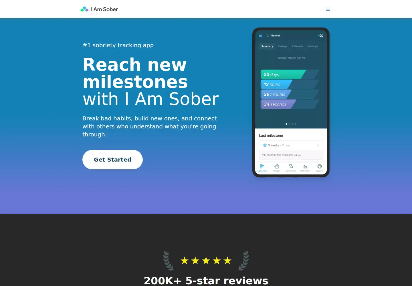 Screenshot of iamsober.com