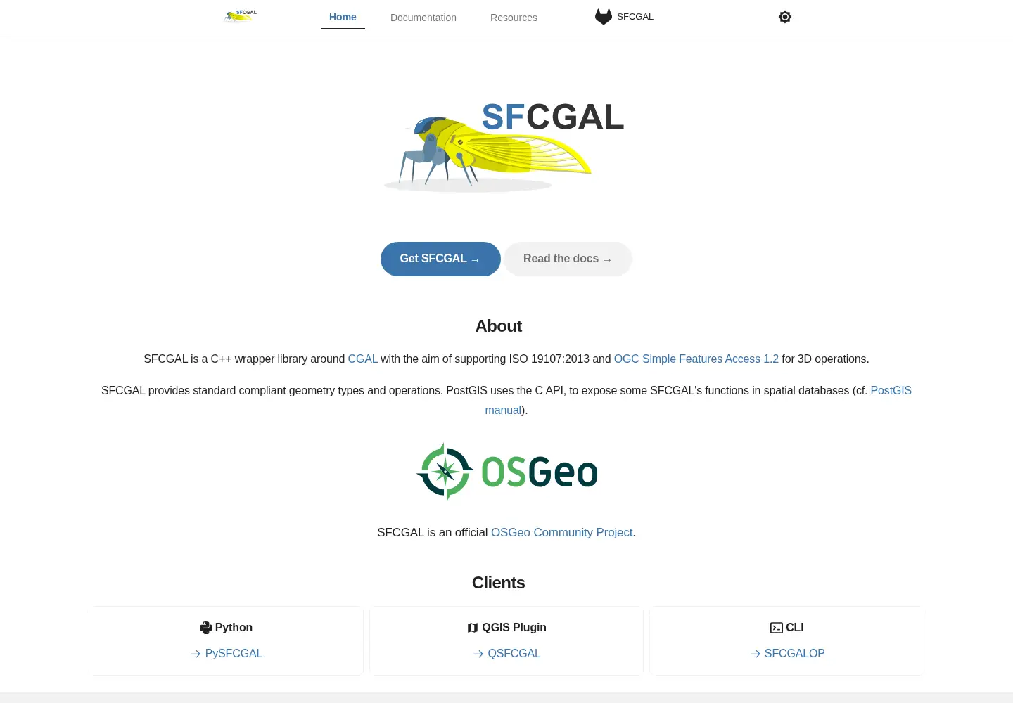 Screenshot of sfcgal.org