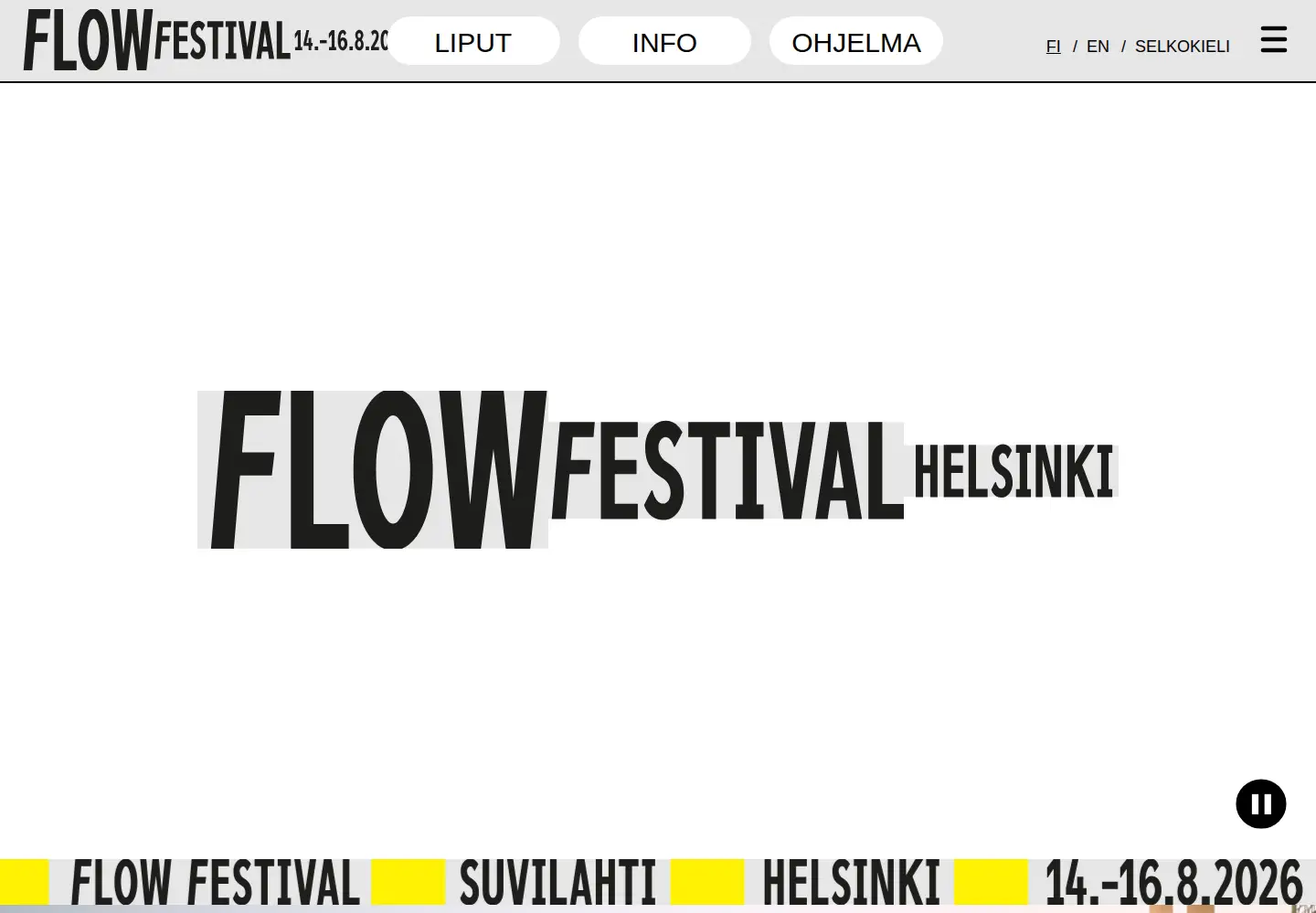Captured homepage of flowfestival.com in the current scan
