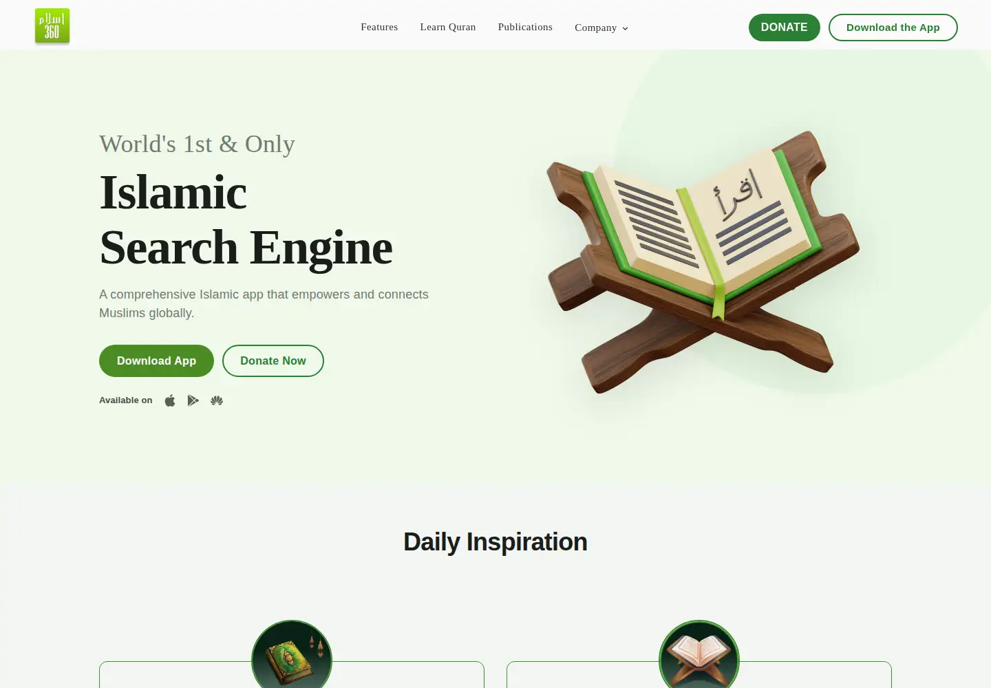Captured homepage of theislam360.com in the current scan