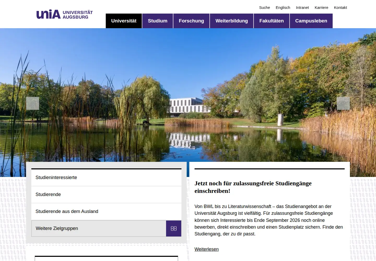 Screenshot of uni-augsburg.de