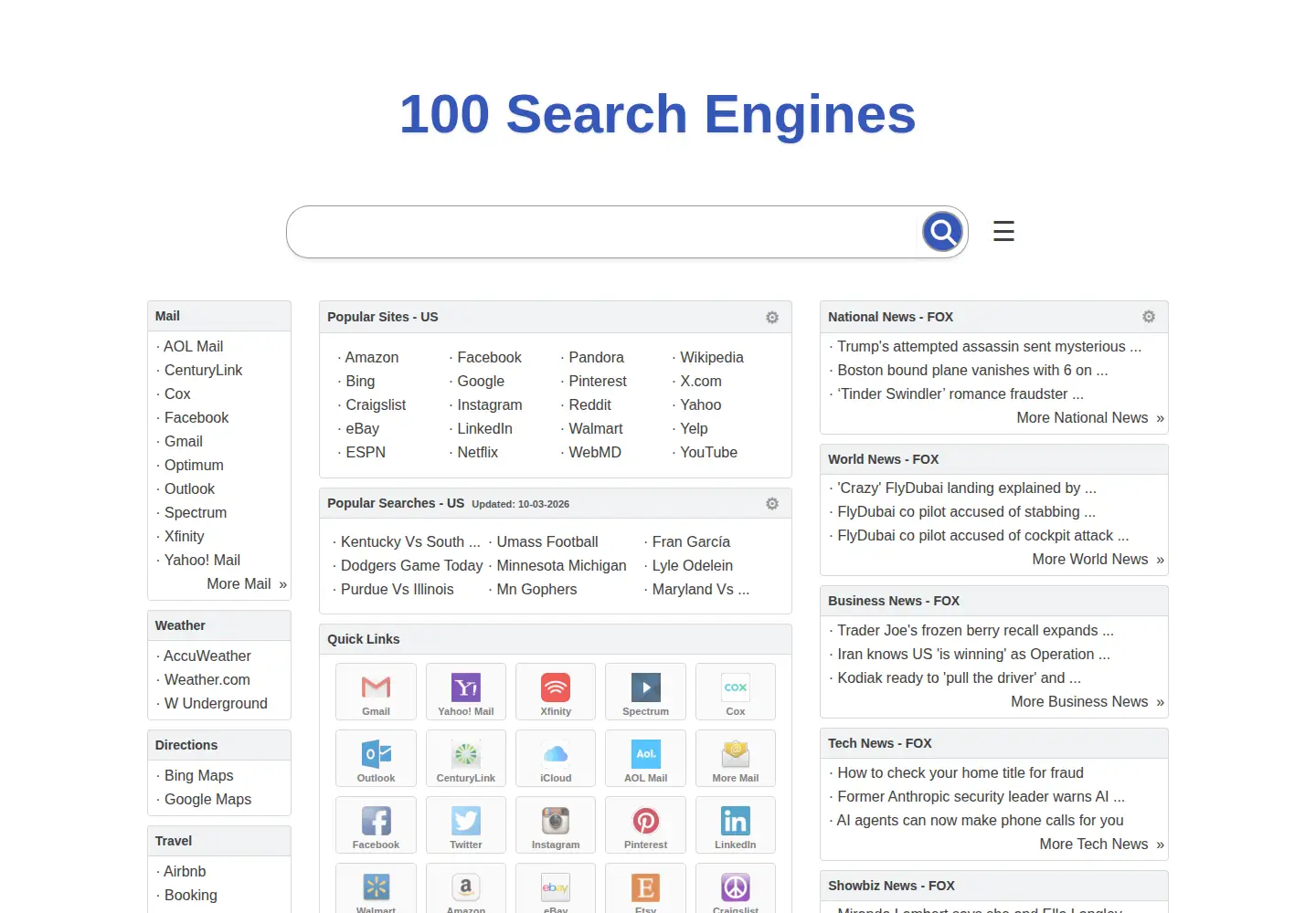 Screenshot of 100searchengines.com