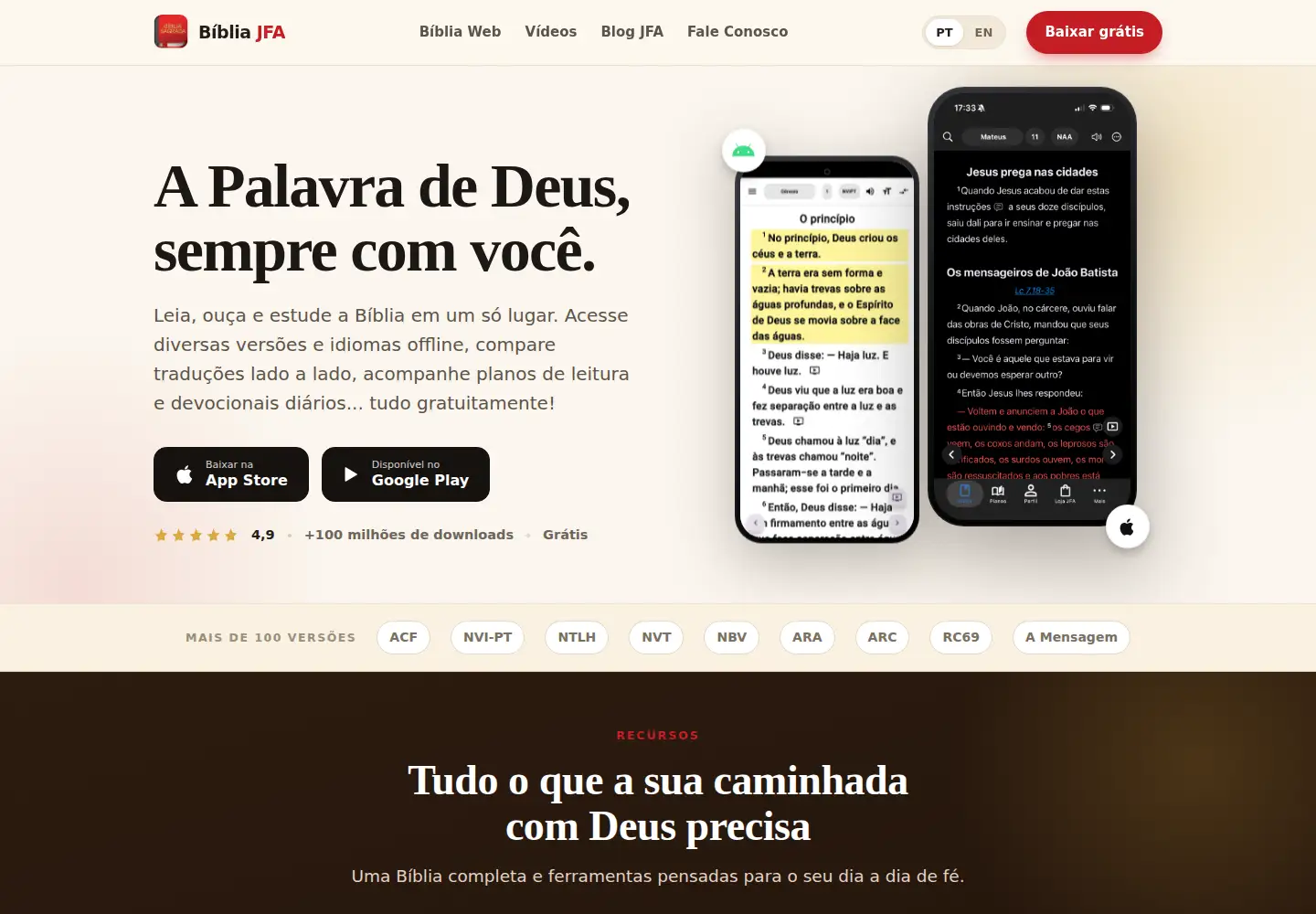 Captured homepage of bibliajfa.com.br in the current scan