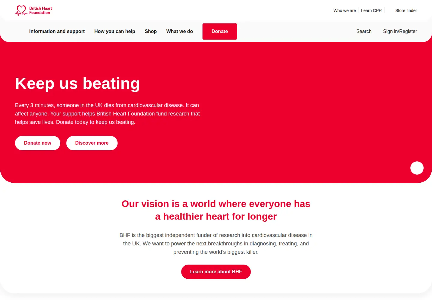 Screenshot of bhf.org.uk