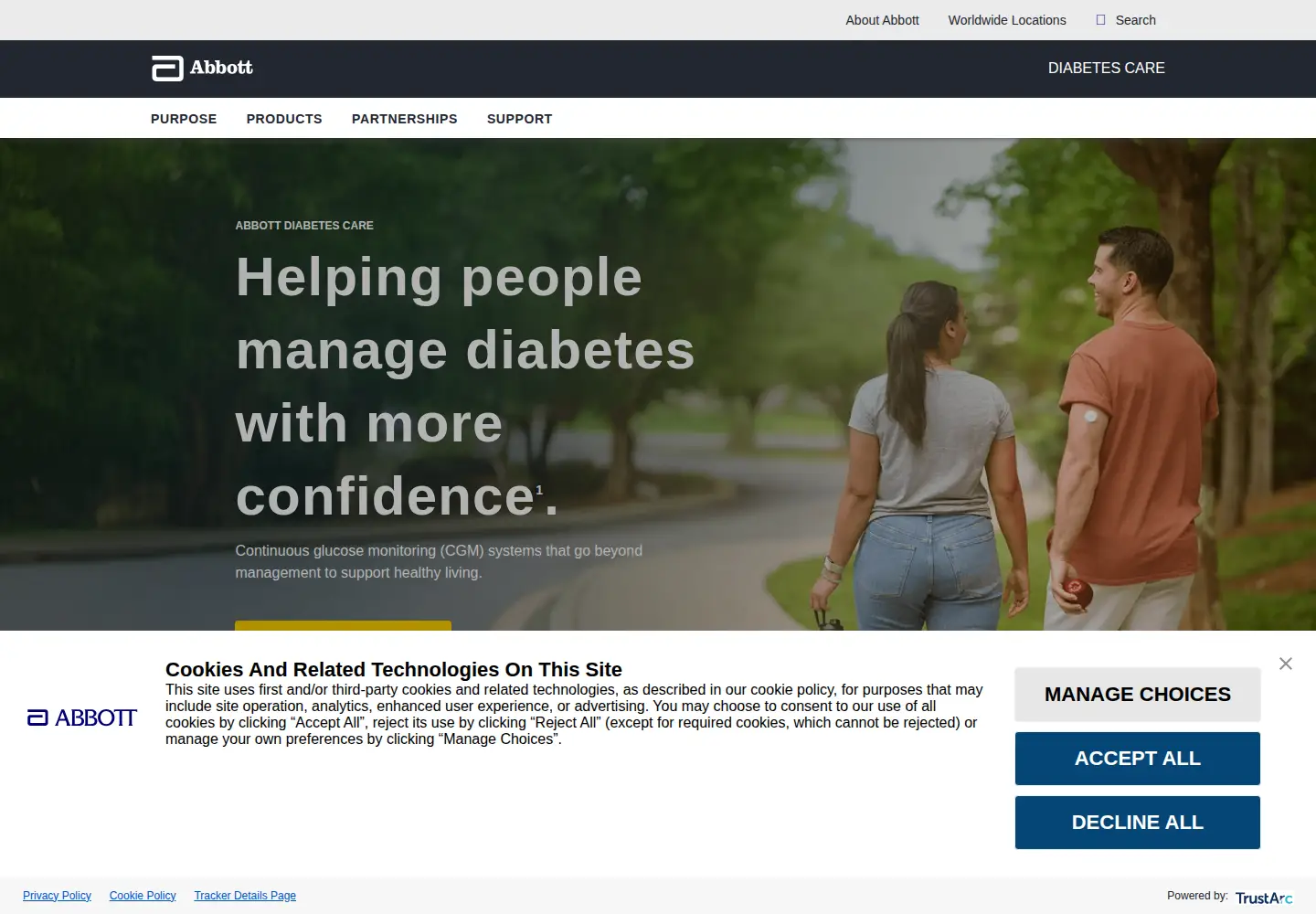 Screenshot of diabetescare.abbott