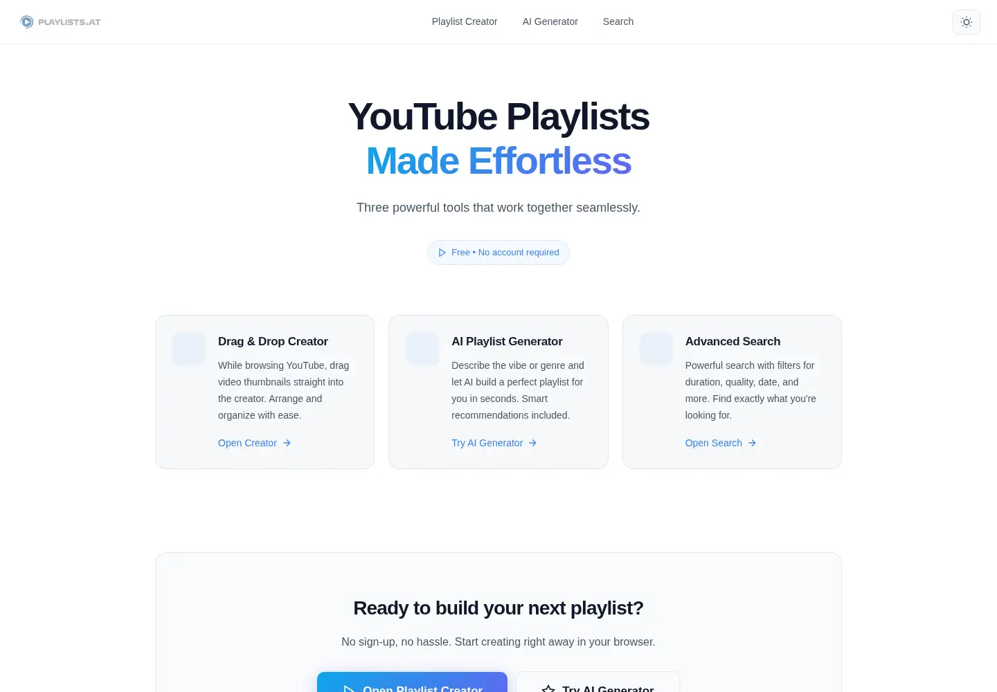 Screenshot of playlists.at