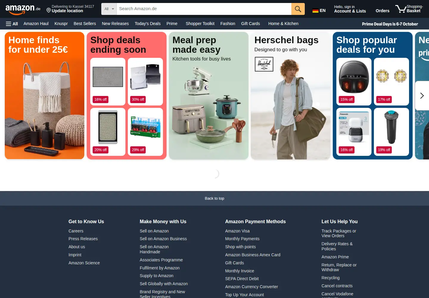 Screenshot of amazon.de